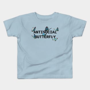 ANTISOCIAL BUTTERFLY BLUE Kids T-Shirt